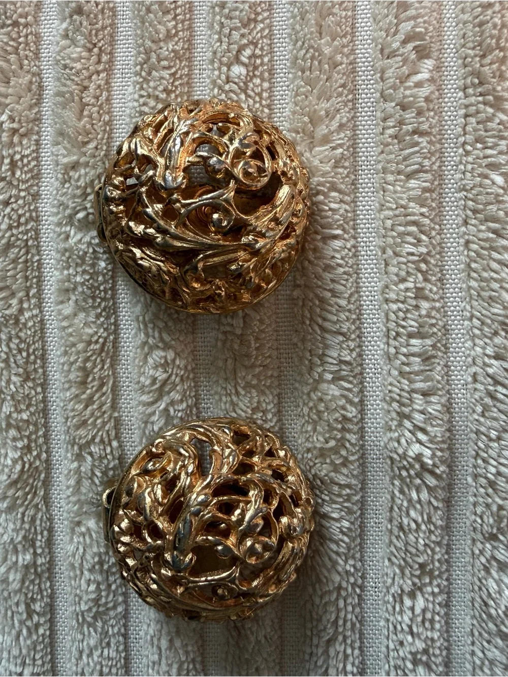 Vintage Napier Gold Filigree Dome Earrings